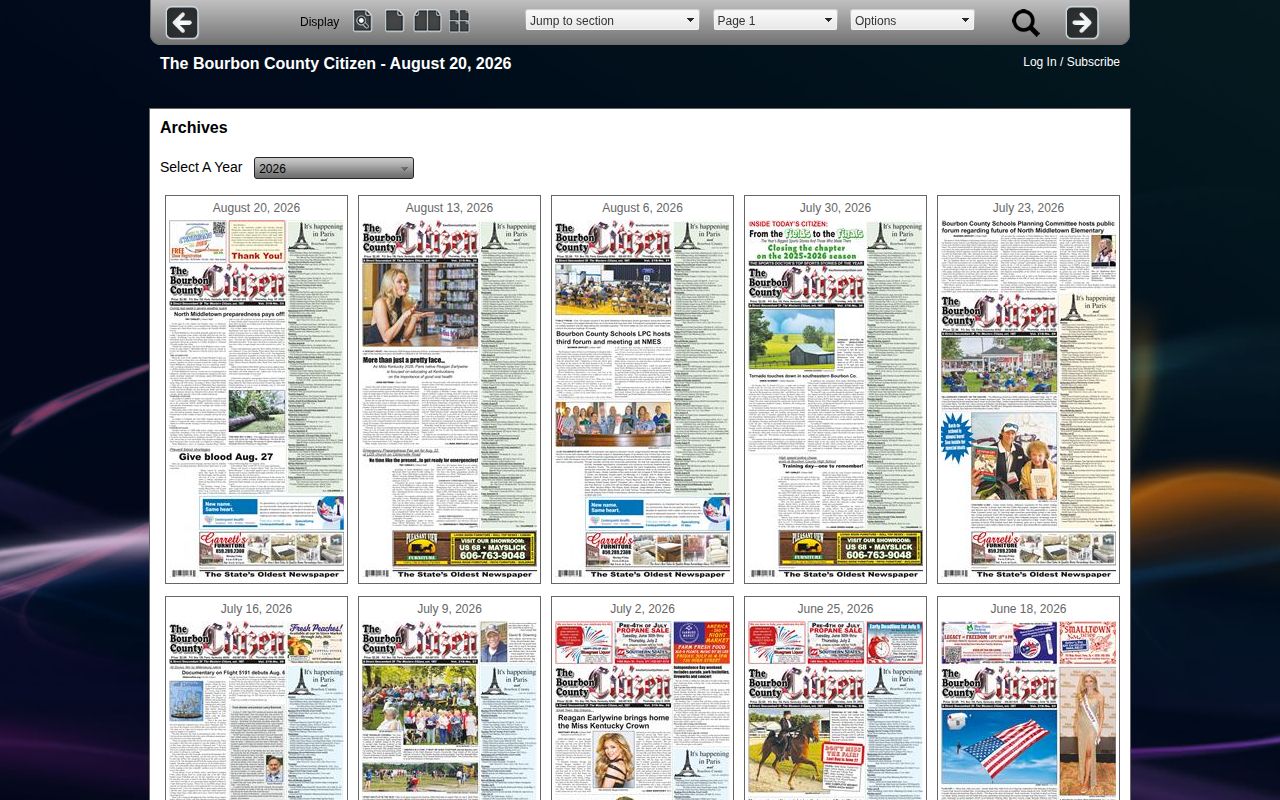 Bourbon County arrest news e-edition archive record navigation