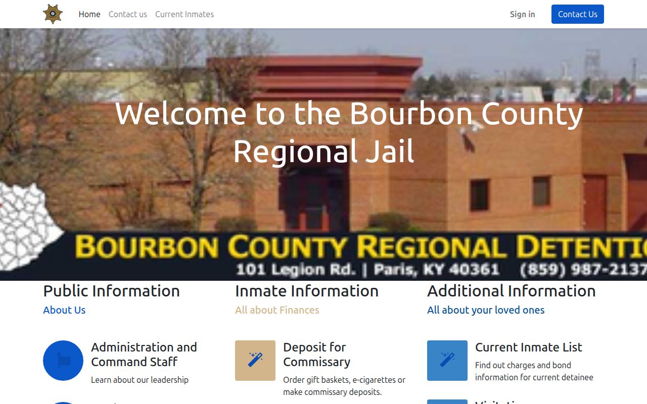 Bourbon County Regional Jail current inmate record access